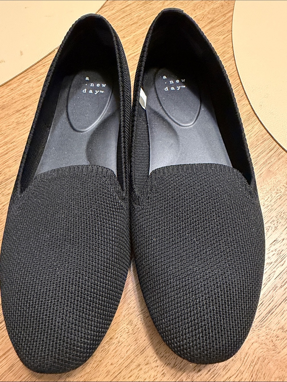 a new day Black Knit Slip-On Loafers size 8